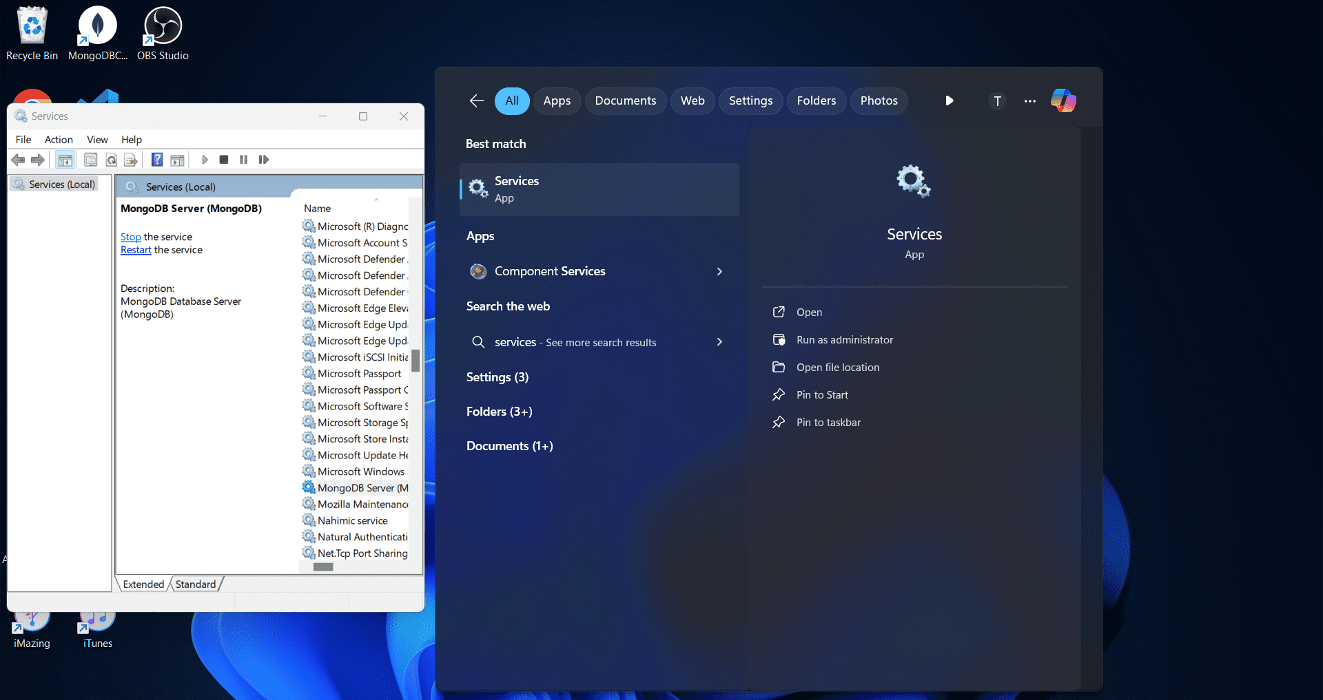 manually turning on MongoDB server on a Windows PC